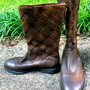 NEW Brown Leather Boots-Lattice-Sundance-size 10